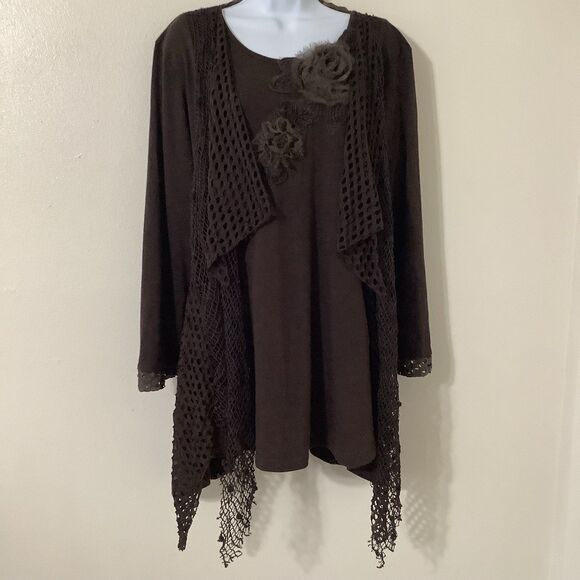 Pretty Angel Brown Lagenlook Forest Fairy Boho Oversized Hippie Tunic Top XL - Picture 1 of 8